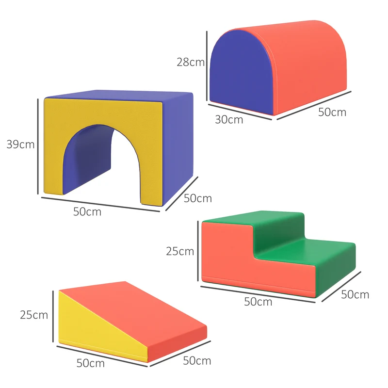Module de motricité bébé parcours d'éveil 150 x 50 x 39 cm sécurité rembourrée réconfigurable épuré en polyuréthane rouge 21_0000720