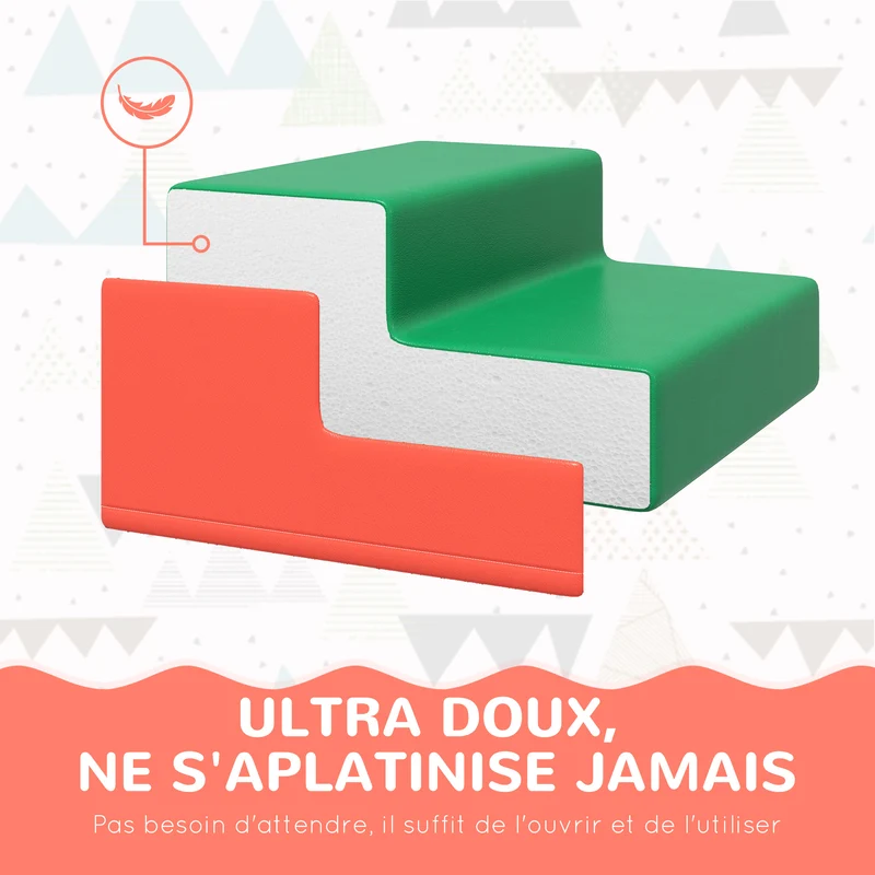 Module de motricité bébé parcours d'éveil 150 x 50 x 39 cm sécurité rembourrée réconfigurable épuré en polyuréthane rouge 21_0000720
