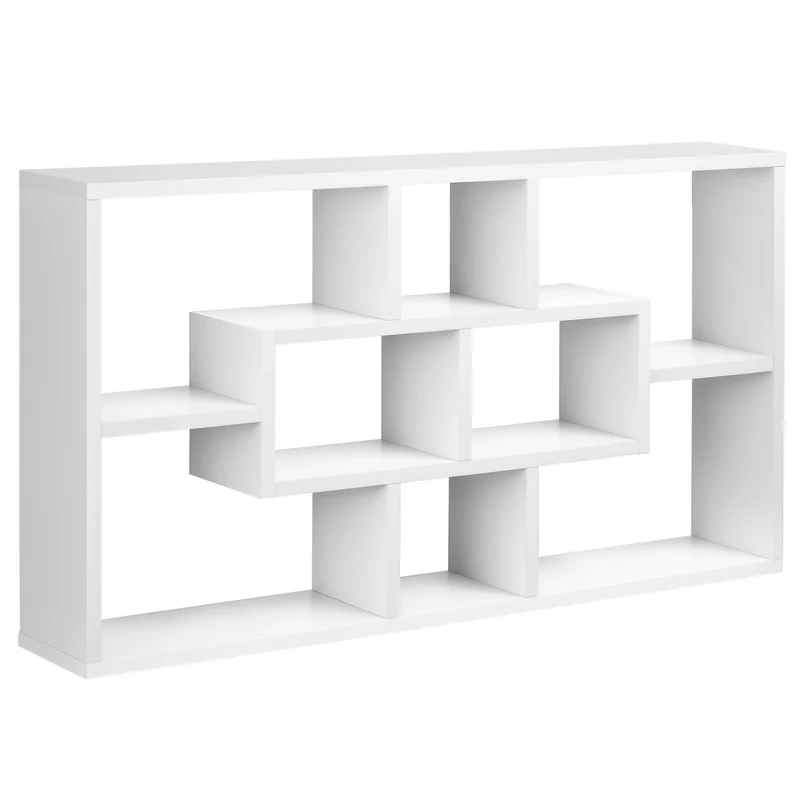 Étagère murale bibliothèque salon 85 x 14.5 x 47.5 cm gain de place pratique moderne en panneau de particules blanc 21_0001216