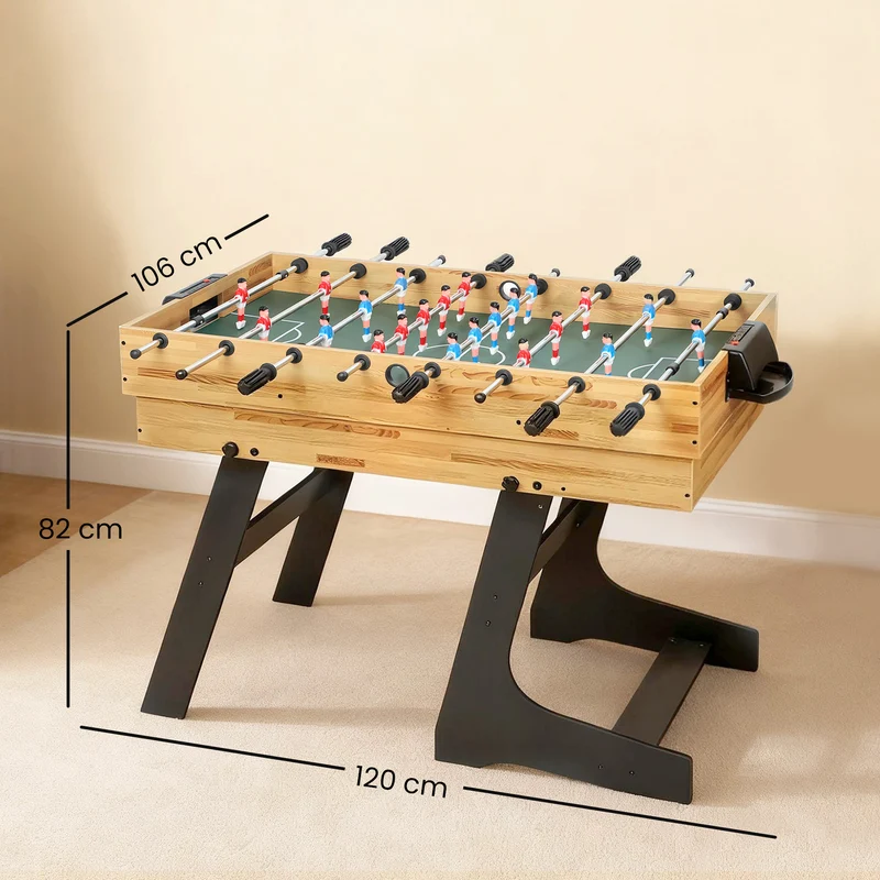 Table multijeux pliable compact 120 x 106 x 82 cm 13 jeux accessoires inclus salon design moderne en MDF noyer clair 21_0006659