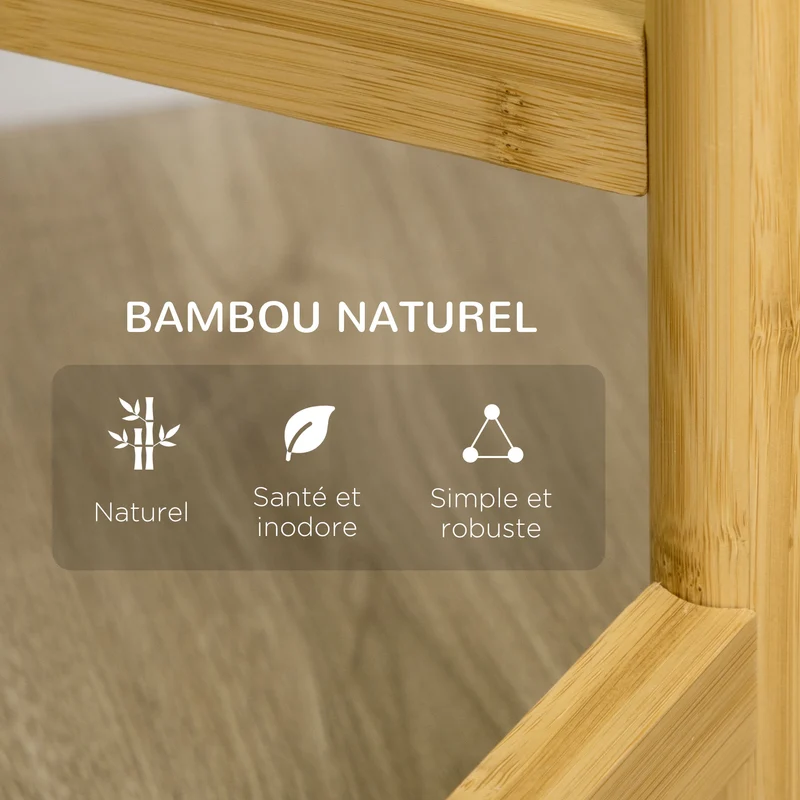 Support pour plantes 4 niveaux intérieur extérieur 28 x 28 x 80 cm gain de place solide scandinave épuré en bambou blanc 21_0004302