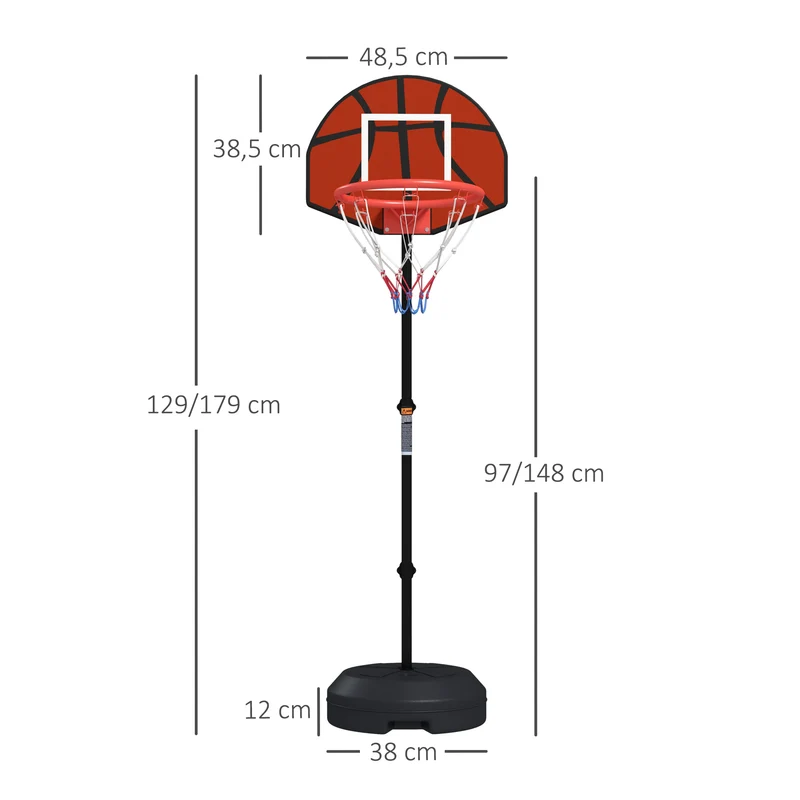 Support panier de basket 2 en 1 cible fléchettes magnétiques 38 x 38 x 179 cm réglable base stable moderne en acier noir 21_0006614