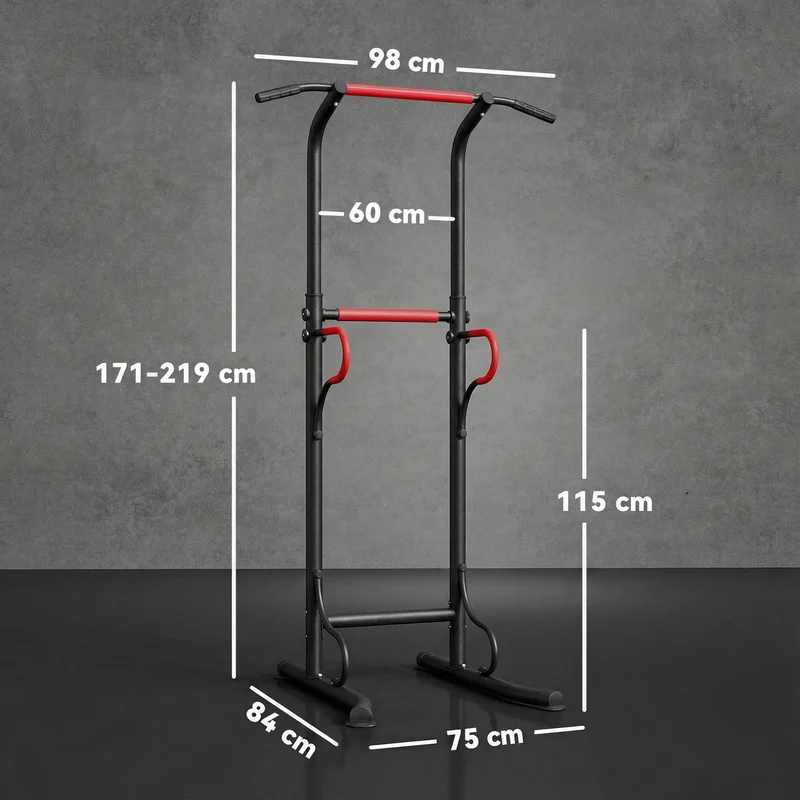 Station de musculation multifonctions salon 98 x 84 x 171-219 cm réglable stabilité ergonomique industriel en acier noir 21_0006782
