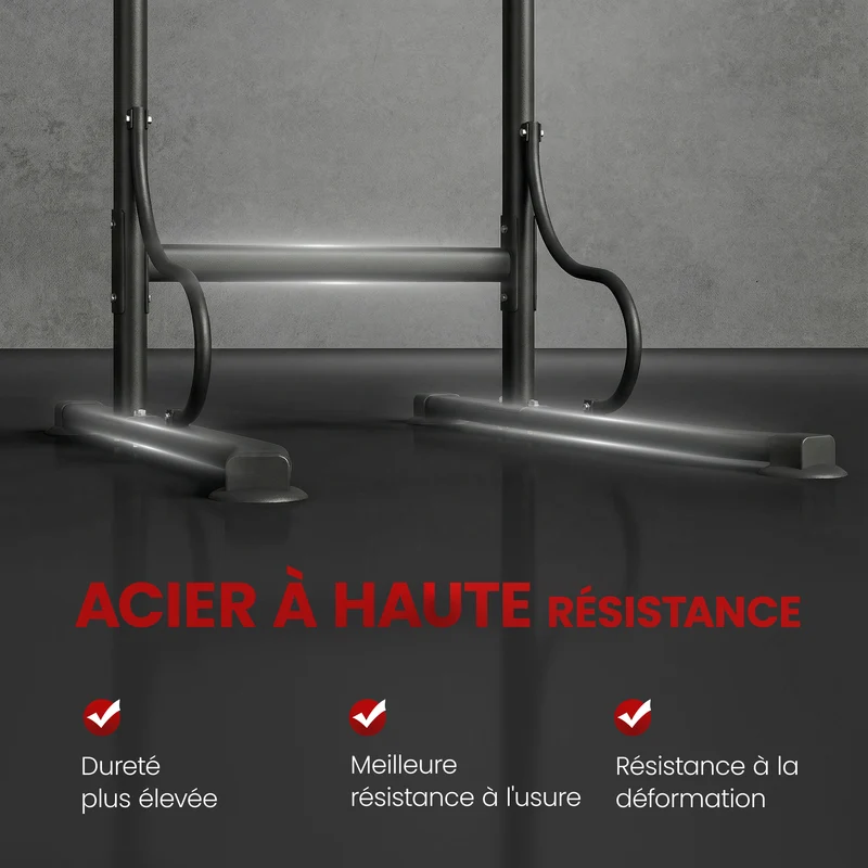 Station de musculation multifonctions salon 98 x 84 x 171-219 cm réglable stabilité ergonomique industriel en acier noir 21_0006782