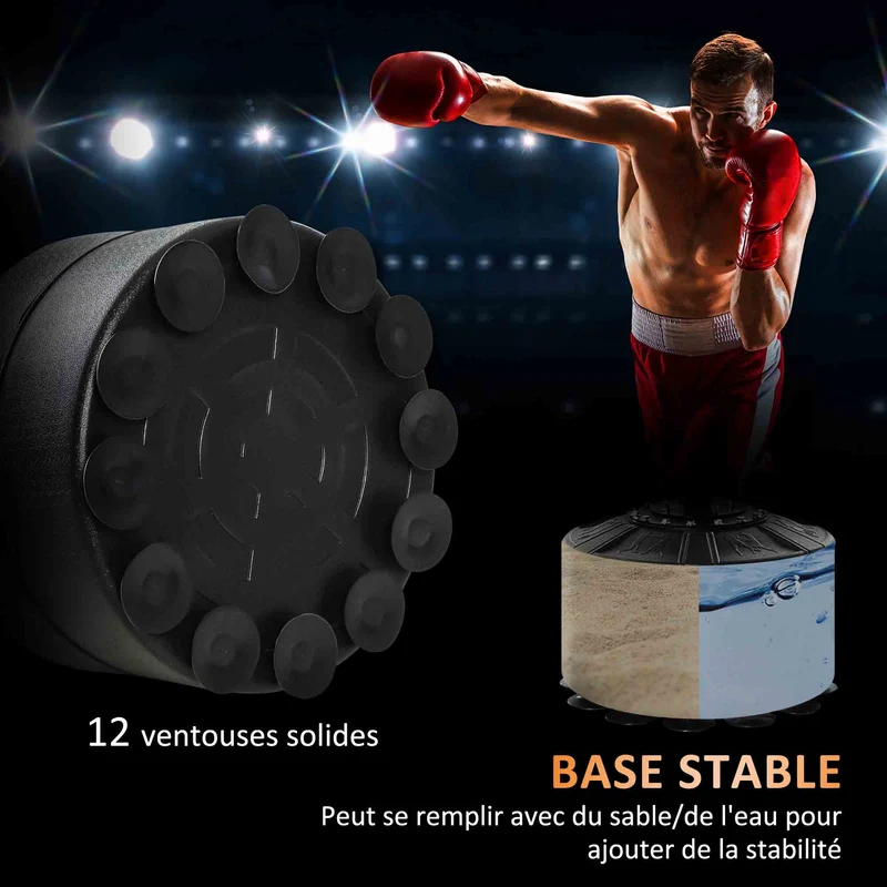Sac de frappe sur pied 88 x 50 x 160-230 cm hauteur ajustable base stabilisée salon design moderne en polyuréthane rouge 21_0006785