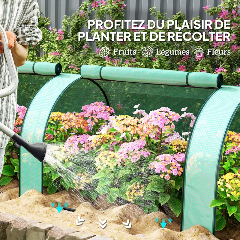 Mini serre de jardin tunnel 350 x 100 x 80 cm protection uv contre froid et insectes montage facile design en pe vert 21_0004114