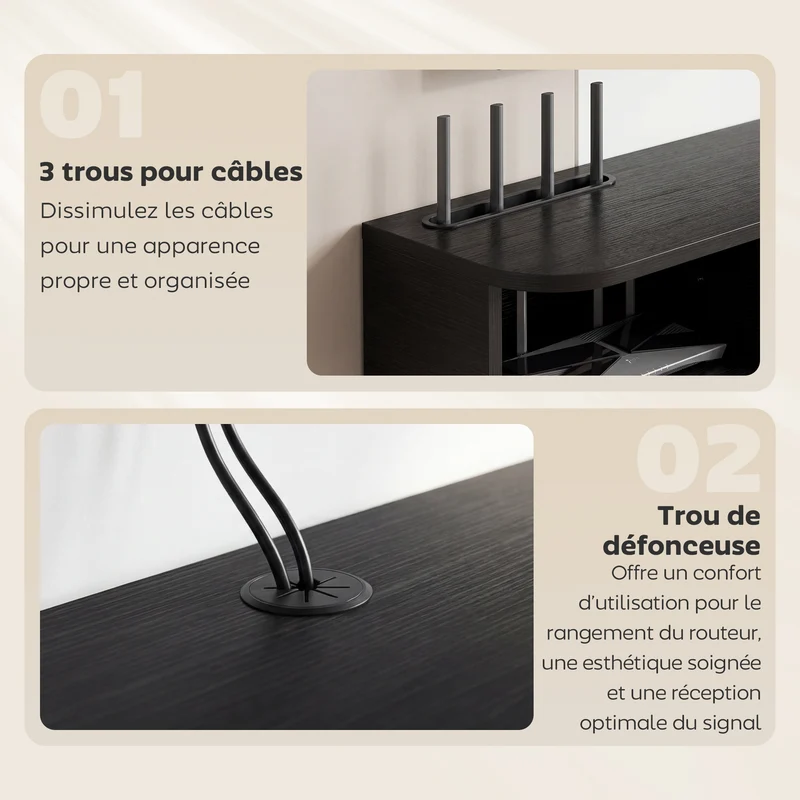 Meuble télévision mural salon 120 x 26 x 16 cm gain de place rangement sûr moderne épuré avec finition mate en MDF noir 21_0003184