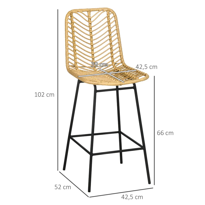 Lot de 4 tabourets de bar pour îlot de cuisine 42.5 x 52 x 102 cm assise confort repose-pieds vintage en résine jaune 21_0002324