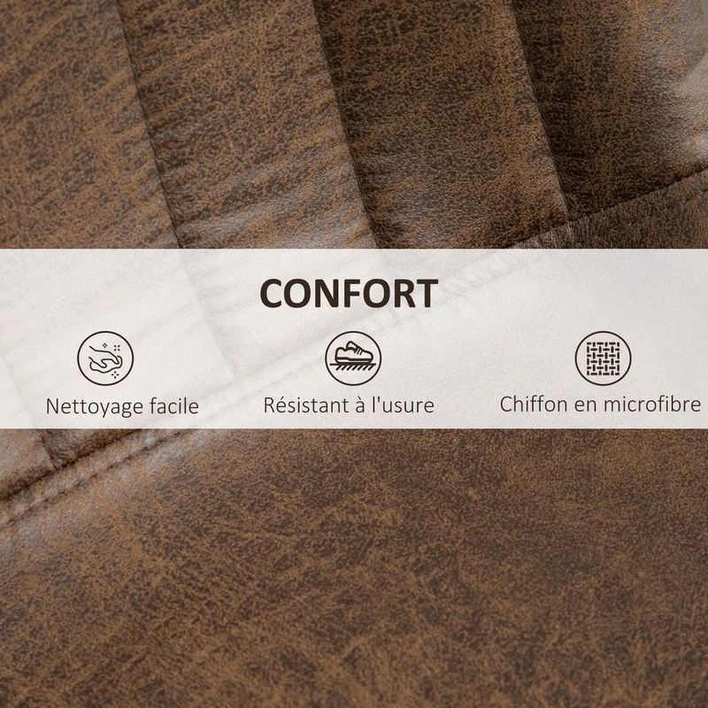 Lot de 2 tabourets de bar 43 x 46,5 x 89-110 cm hauteur réglable pivotants 360° vintage industriel en microfibre marron 21_0002195