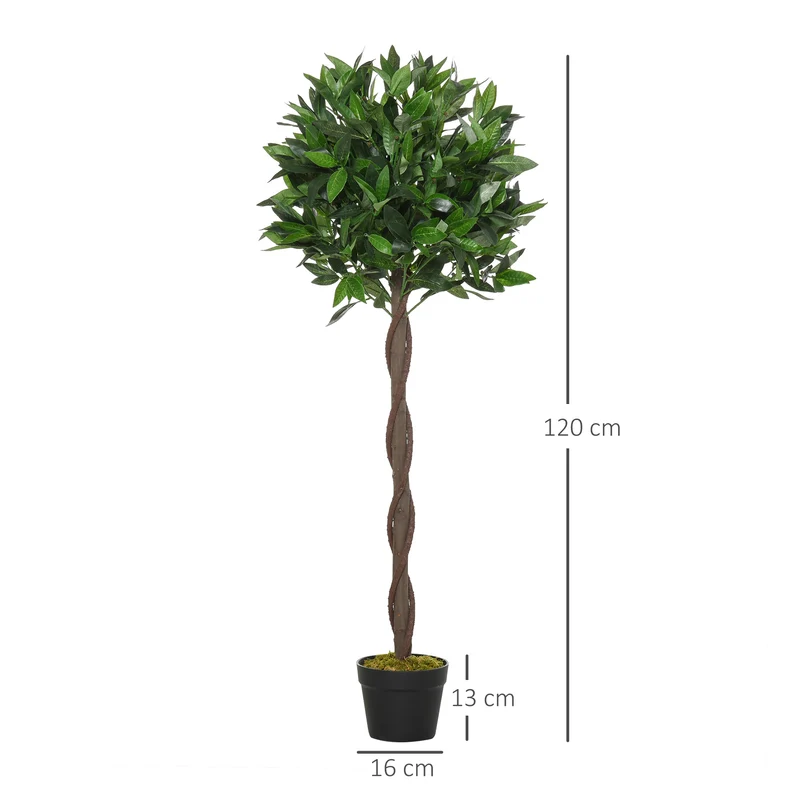 Lot de 2 lauriers topiaires artificiels salon 70 x 120 x 13 cm sans entretien feuillage réaliste moderne en plastique vert 21_0003957