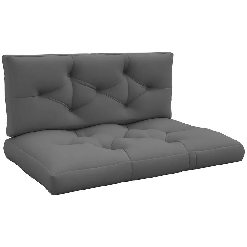 Lot de 2 coussins pour canapé palette 120 x 80 x 12 cm confort capitonné style tendance extérieur en polyester gris 21_0005224