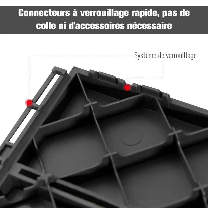 Lot de 18 dalles de terrasse caillebotis emboîtables 30 x 30 x 2 cm antidérapantes entretien facile épuré en PP noir 21_0004010