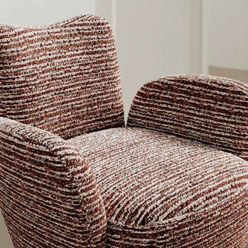 Contemporary Nordic Cotton-Linen Pine Wood Carbon Steel Square Accent Chair Swivel Armrest Backrest For Living Room