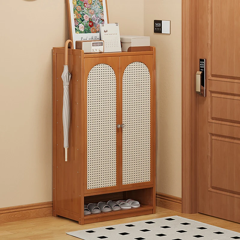 Modern Minimalist Nan Bamboo ABS MDF Rectangular Shoe Storage 8-Tier For Entryway