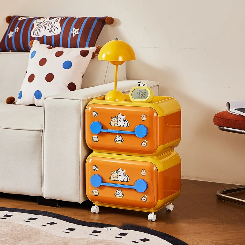 Contemporary Creative Oval PP Plastic Movable Detachable Storage Cabinet 2/3/4-Tier Organizer For Living Room