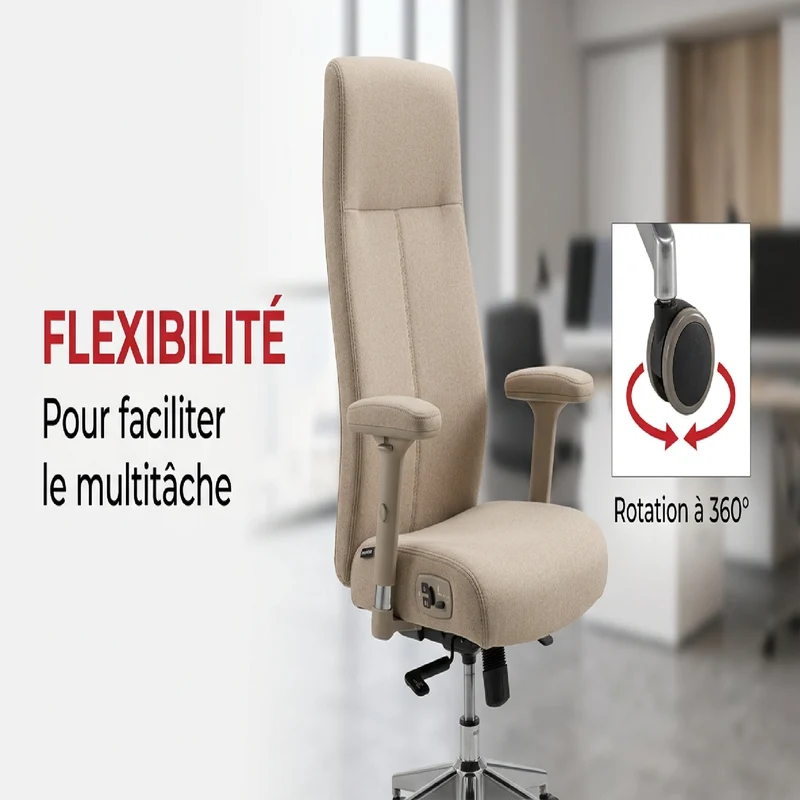Fauteuil de bureau massant chauffant 65 x 70 x 111-119 cm dossier inclinable assise rembourrée moderne en lin beige 21_0006201