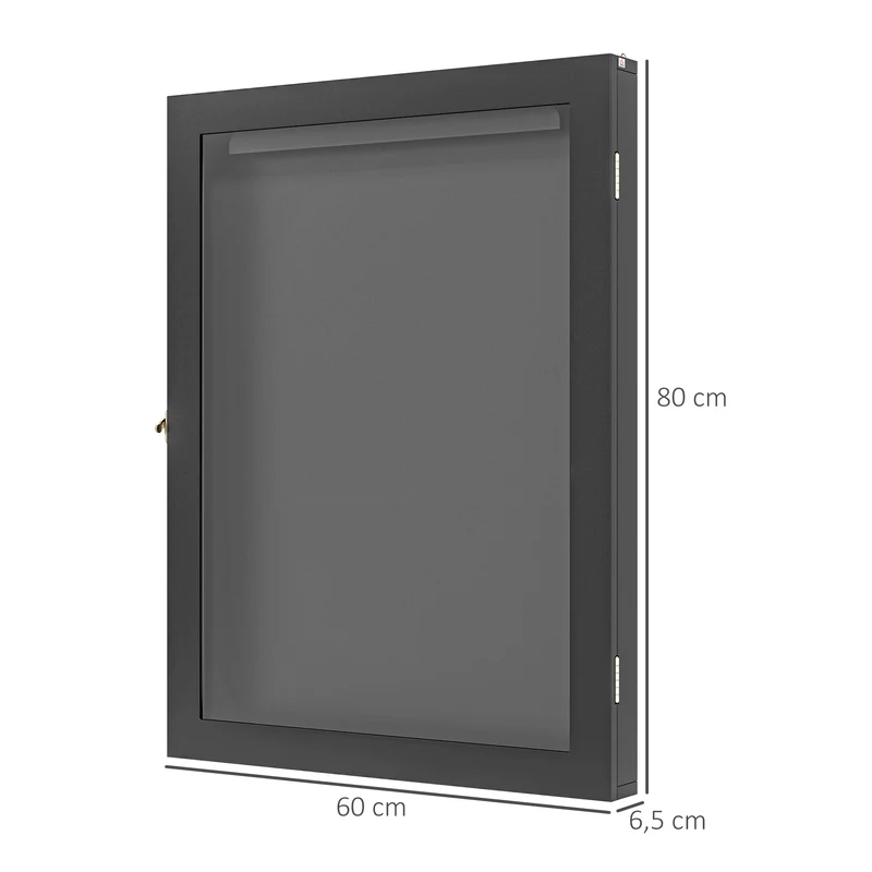 Cadre vitrine maillot 60 x 6,5 x 80 cm verrou magnétique doublure feutre salon style contemporain moderne en bois noir 21_0006963