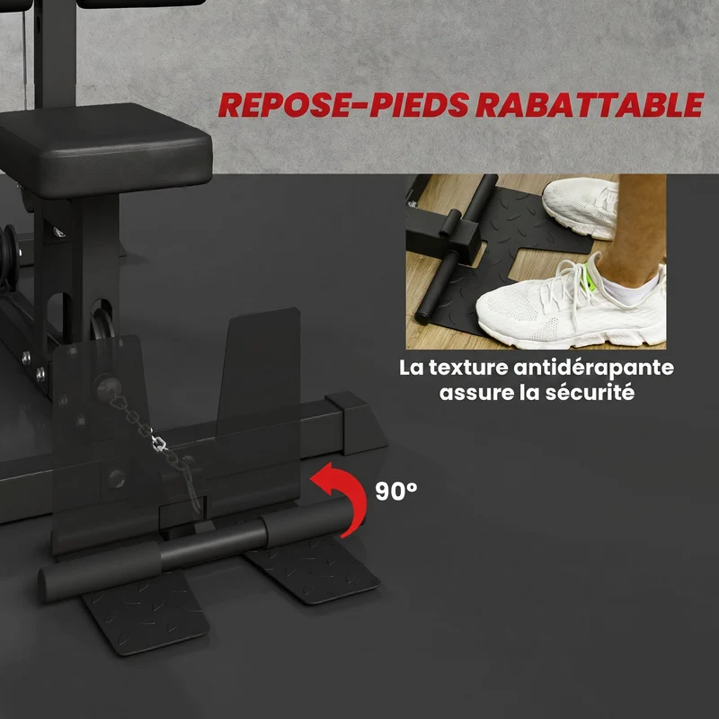 Station de musculation tirage poitrine poulie haute 140 x 108 x 197 cm siège réglable antidérapant moderne en acier noir 21_0006821