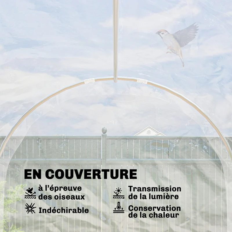 Serre tunnel jardin 300 x 200 x 195 cm protection anti uv ventilation porte charnière design en polyéthylène transparent 21_0005405