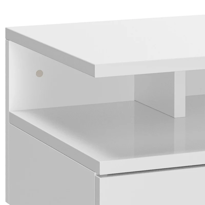 Lot de 2 tables de chevet murales 35 x 32 x 22,5 cm gain de place tiroir niche design en panneau de particules blanc 21_0001455