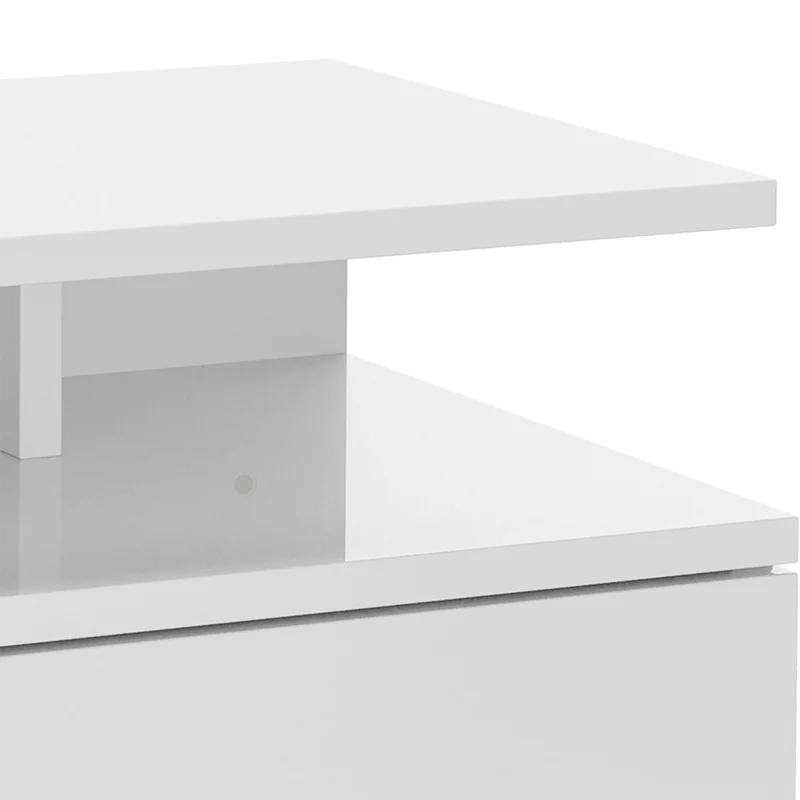 Lot de 2 tables de chevet murales 35 x 32 x 22,5 cm gain de place tiroir niche design en panneau de particules blanc 21_0001455