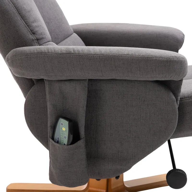 Fauteuil de télévision massage 10 points rangement intégré incliné 80 x 86 x 99 cm contemporain en polyester gris foncé 21_0000818