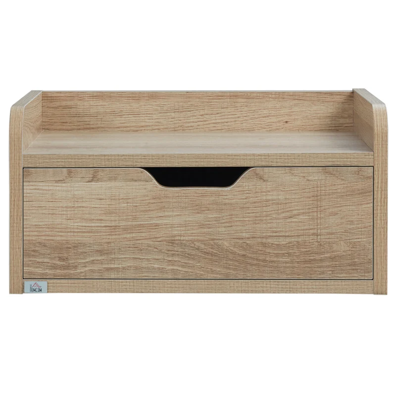 Lot de 2 tables de chevet murales suspendues 40 x 30 x 19,5 cm tiroir scandinave en panneaux de particules bois naturel 21_0001544
