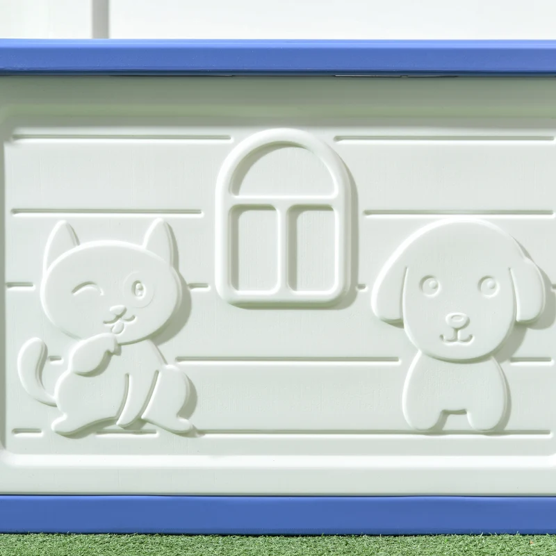 Lot de 2 niches pour chien extérieures 60 x 42 x 40 cm montage facile aération scandinave jardin en polyéthylène bleu 21_0007321