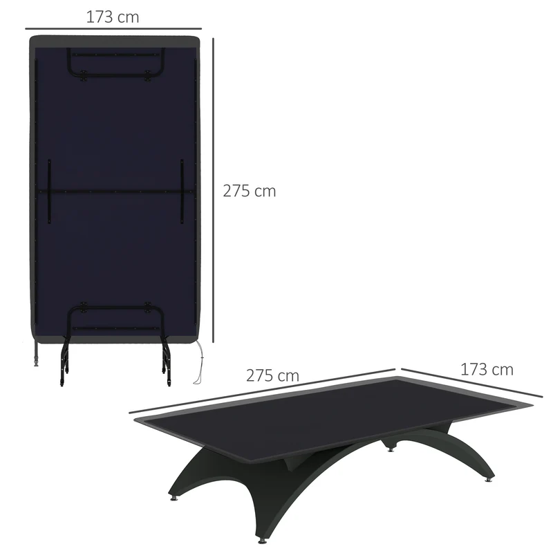 Housse table de tennis de table intérieur et extérieur 275 x 153 x 5 cm imperméable anti-uv épuré en polyéthylène noir 21_0006652
