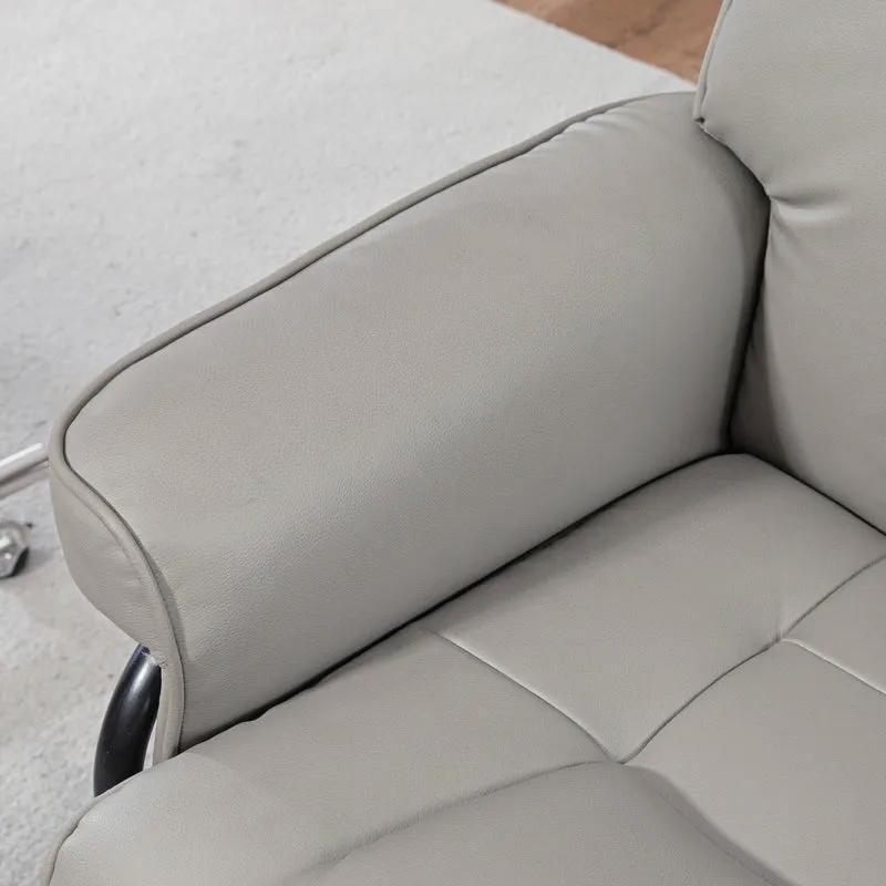 Fauteuil de relaxation avec repose-pied 76 x 85 x 104 cm inclinaison 130° pivotant 360° moderne en simili cuir gris 21_0003173