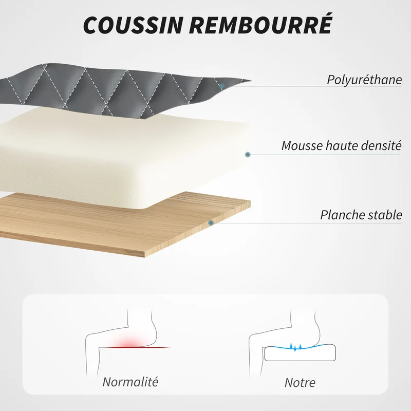 Chaise de bureau ergonomique 67 x 65 x 110 cm hauteur réglable basculante design moderne en polyuréthane gris foncé 21_0006302