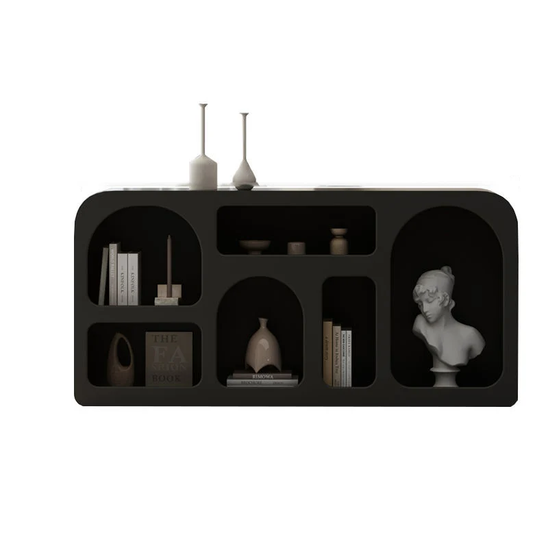 Modern Minimalist Engineered Wood Arched Rounded Rectangular Storage Cabinet 6-Cabinets For Living Room