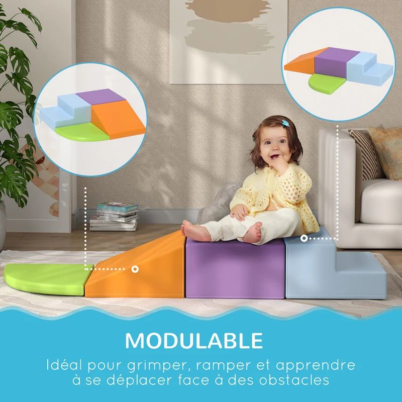 Blocs de construction xl motricité enfants 45 x 45 x 25 cm modulable sécurisant contemporain épuré en polyuréthane vert 21_0000722