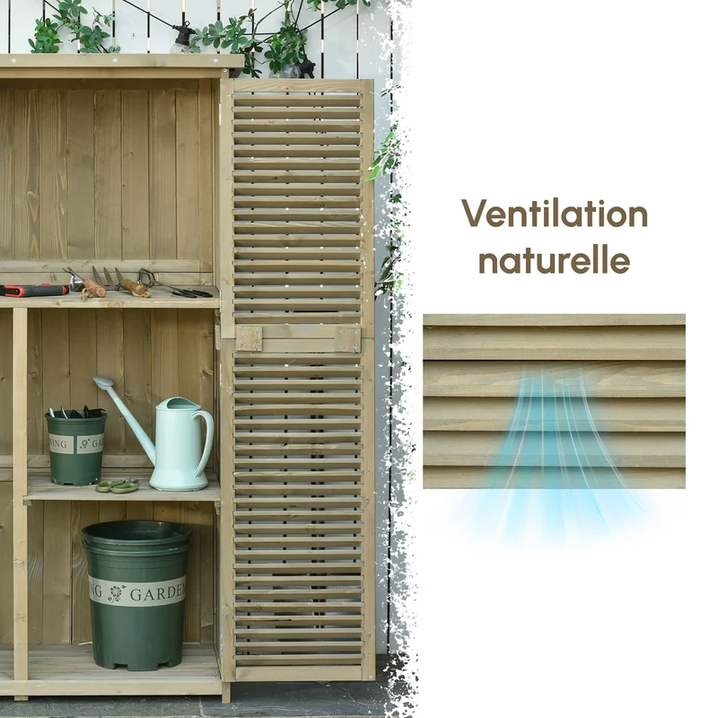 Armoire de jardin sur pieds 87 x 46.5 x 160 cm verrouillable 3 étagères contemporain rustique extérieur en bois gris 21_0004093