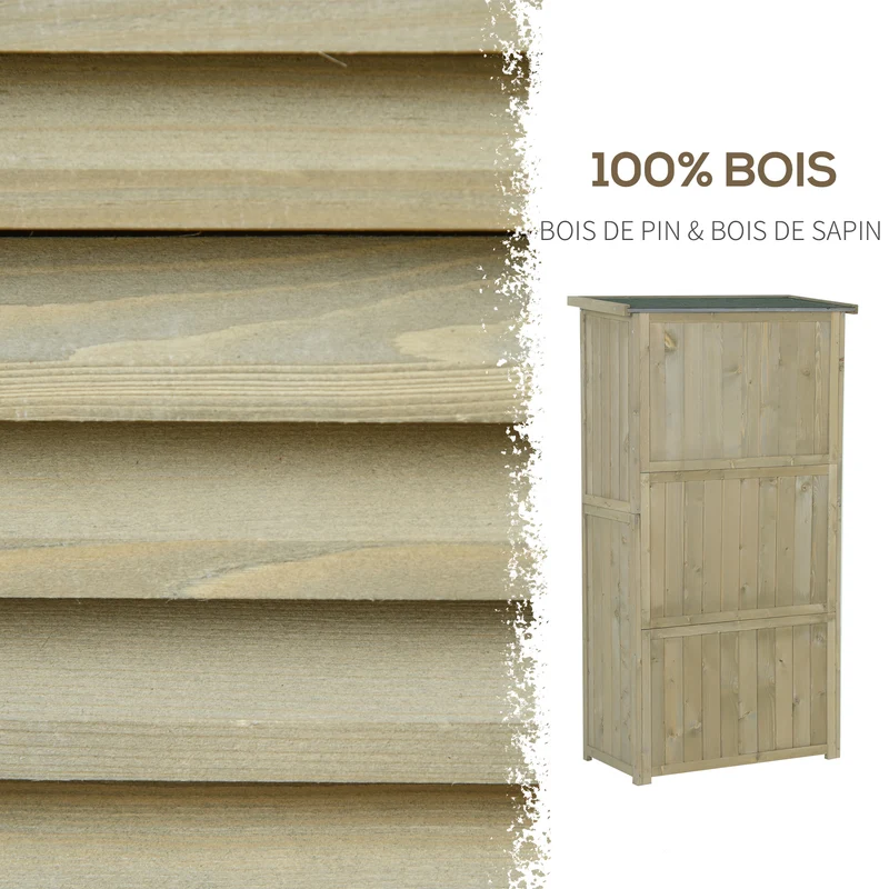 Armoire de jardin sur pieds 87 x 46.5 x 160 cm verrouillable 3 étagères contemporain rustique extérieur en bois gris 21_0004093