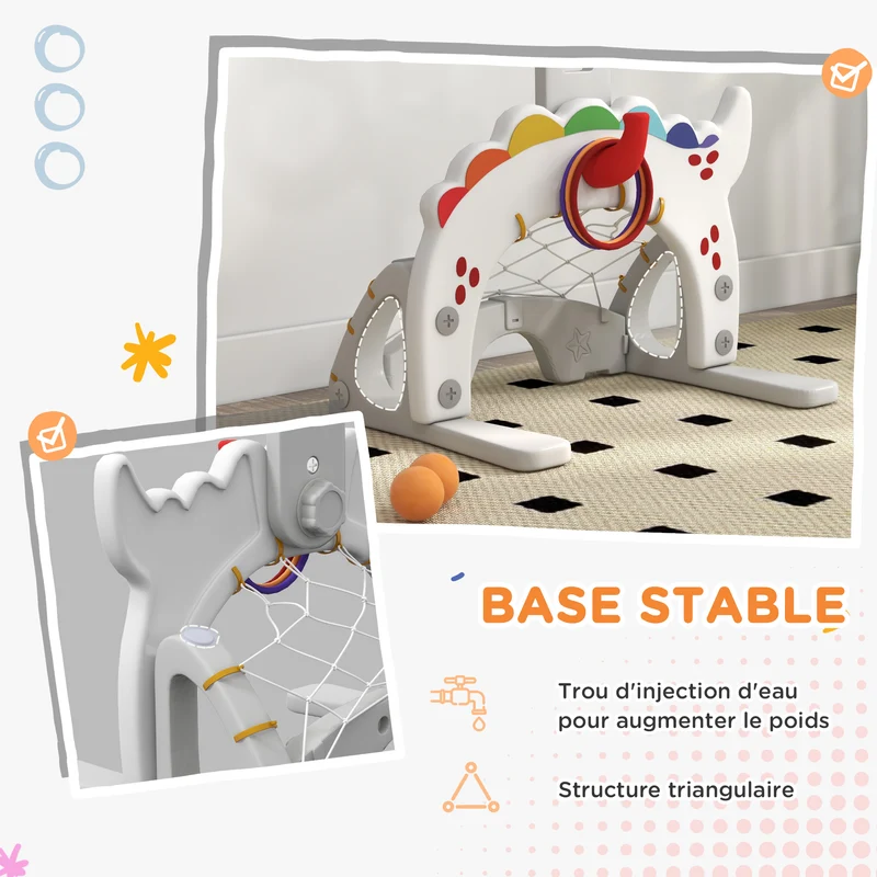 Panier de basket 5 en 1 pour enfant réglable 46 x 51 x 134-152 cm stabilité sable jeu intérieur ludique idéal en PP bleu 21_0000298
