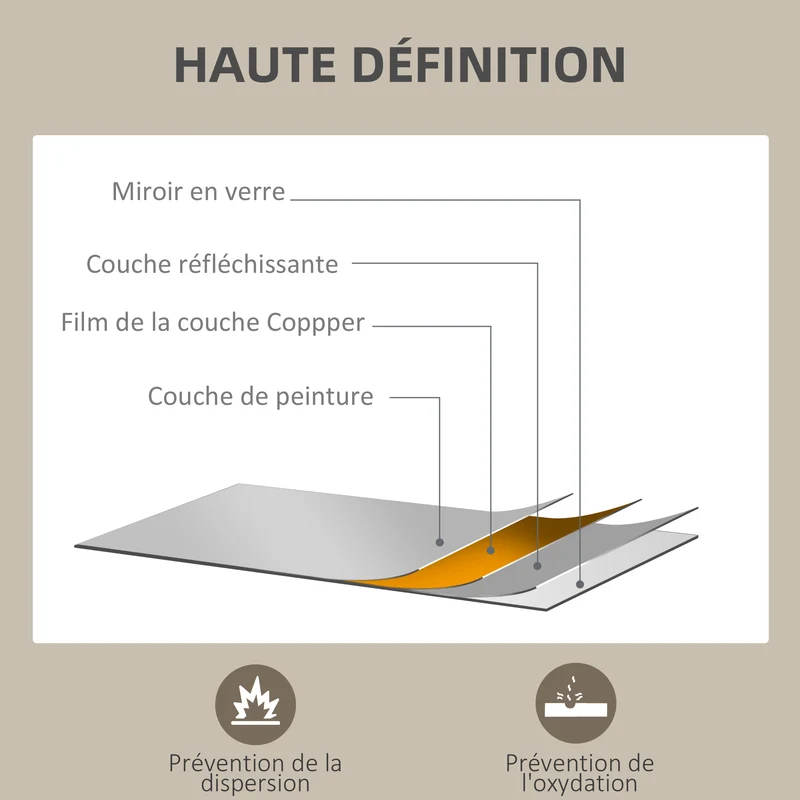 Miroir rectangulaire mural 80 x 60 cm illumine et agrandit l'espace design contemporain épuré fixation facile en MDF noir 21_0001357