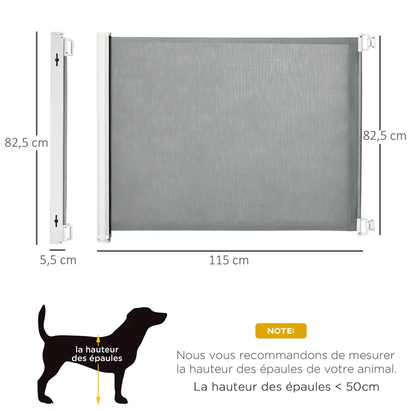 Lot de 2 barrières de sécurité extensibles pour animaux 1,15 x 0,83 m protection escalier utile scandinave en acier gris 21_0007507