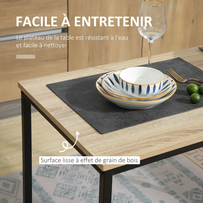Ensemble table et chaises cuisine 90 x 47 x 76 cm gain de place pratique encastrables industriel tendance en métal noir 21_0002230