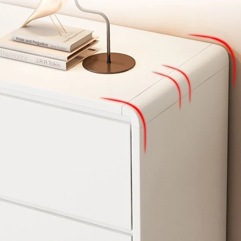 Modern Minimalist Wood Panels Metal Rounded Square Rectangle Storage Cabinet With 3 Drawers For Living Room