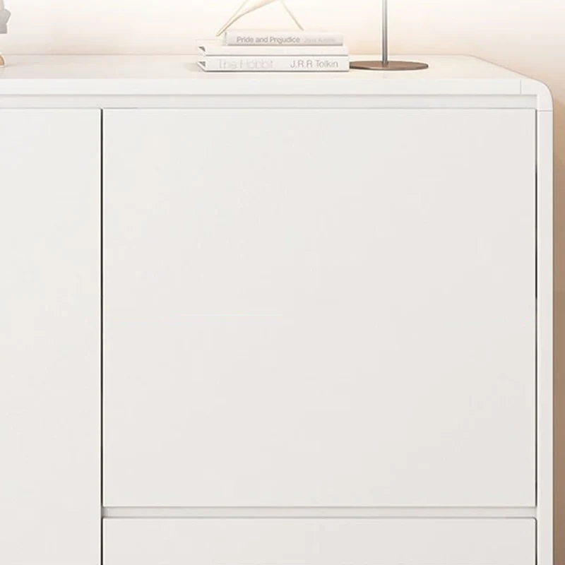 Modern Minimalist Wood Panels Metal Rounded Square Rectangle Storage Cabinet With 3 Drawers For Living Room