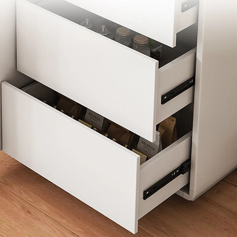 Modern Minimalist Wood Panels Metal Rounded Square Rectangle Storage Cabinet With 3 Drawers For Living Room