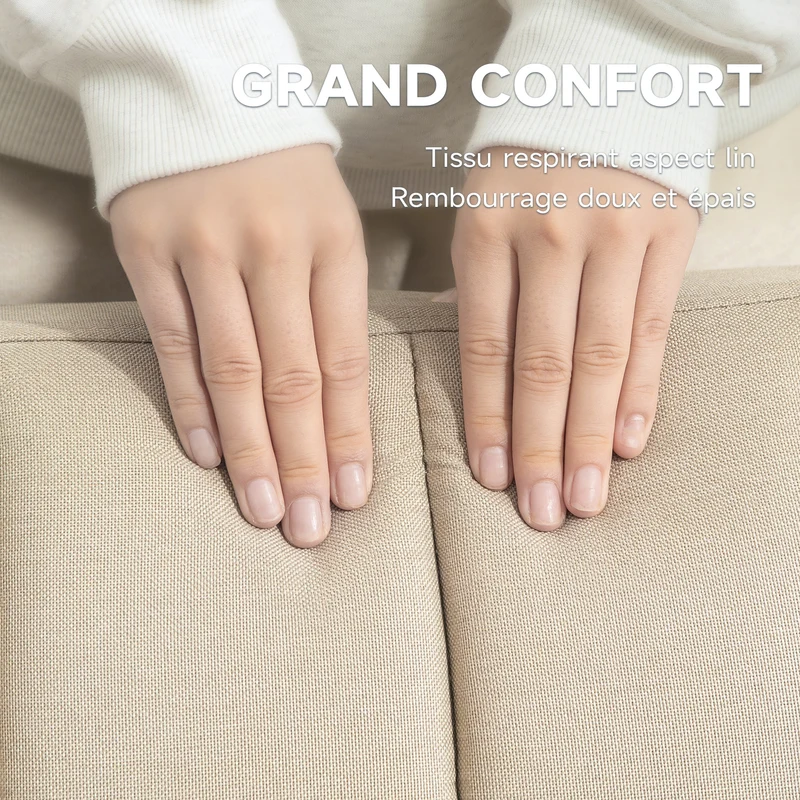 Canapé 2 places convertible en lit 173 x 75 x 73 cm dossier 3 positions assise mousse 25D scandinave en polyester beige 21_0003044