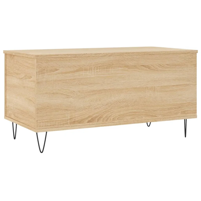 Table basse avec plateau relevable design rustique moderne 90 x 44,5 x 45 cm bois d'ingénierie chêne et métal DEC039025