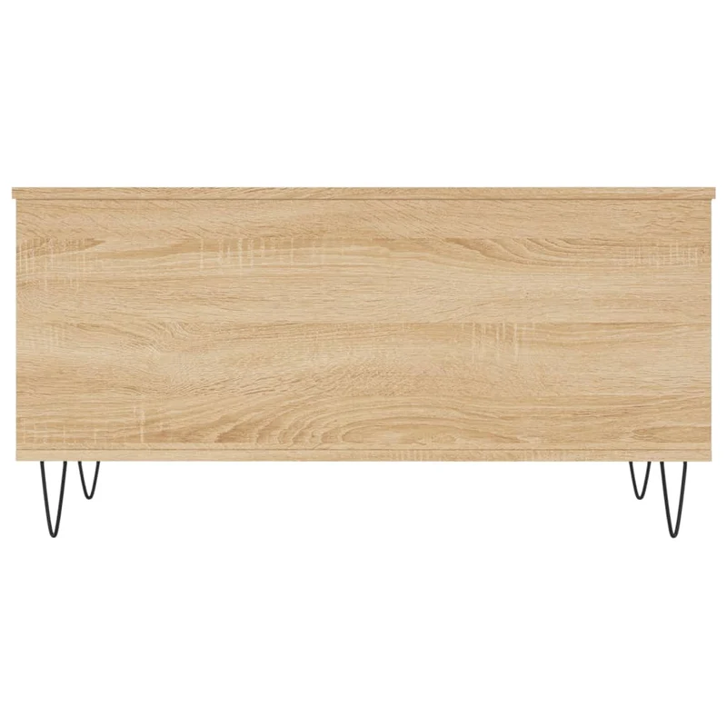 Table basse avec plateau relevable design rustique moderne 90 x 44,5 x 45 cm bois d'ingénierie chêne et métal DEC039025
