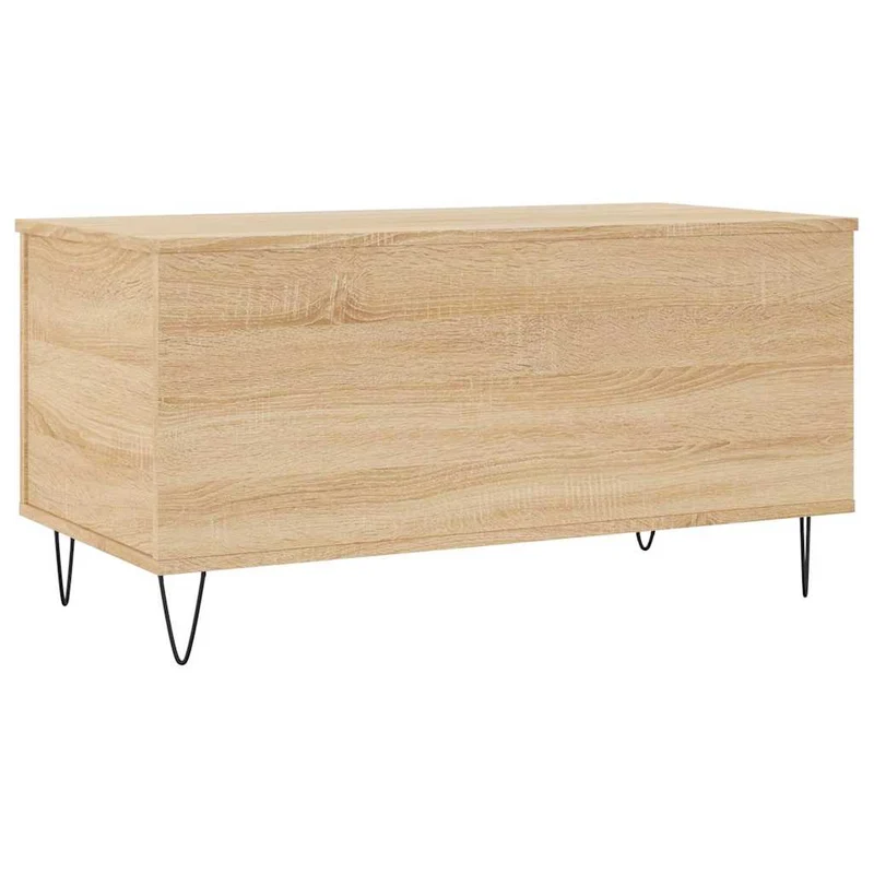 Table basse avec plateau relevable design rustique moderne 90 x 44,5 x 45 cm bois d'ingénierie chêne et métal DEC039025