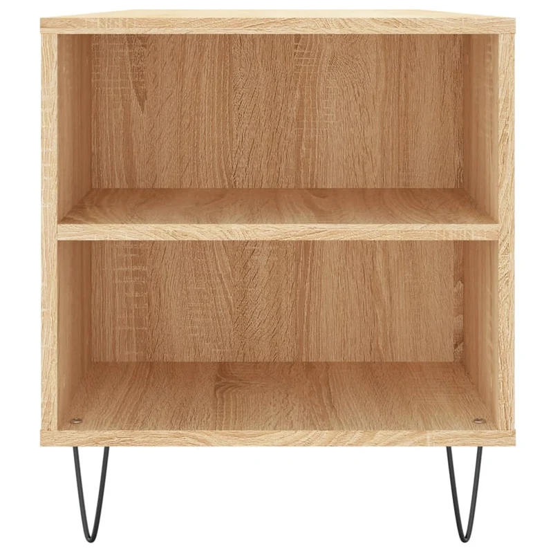 Table basse avec tiroirs et étagères design rustique moderne 102 x 44,5 x 50 cm bois d'ingénierie couleur chêne et métal DEC038891