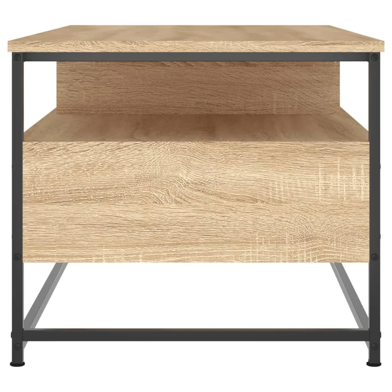 Table basse avc tiroirs et étagère design rustique moderne 100 x 51 x 45 cm bois d'ingénierie couleur chêne et métal DEC038879