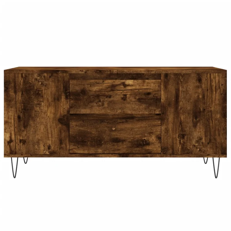 Table basse avec tiroir et étagères design rustique 102 x 44,5 x 50 cm bois d'ingénierie marron et métal DEC038356