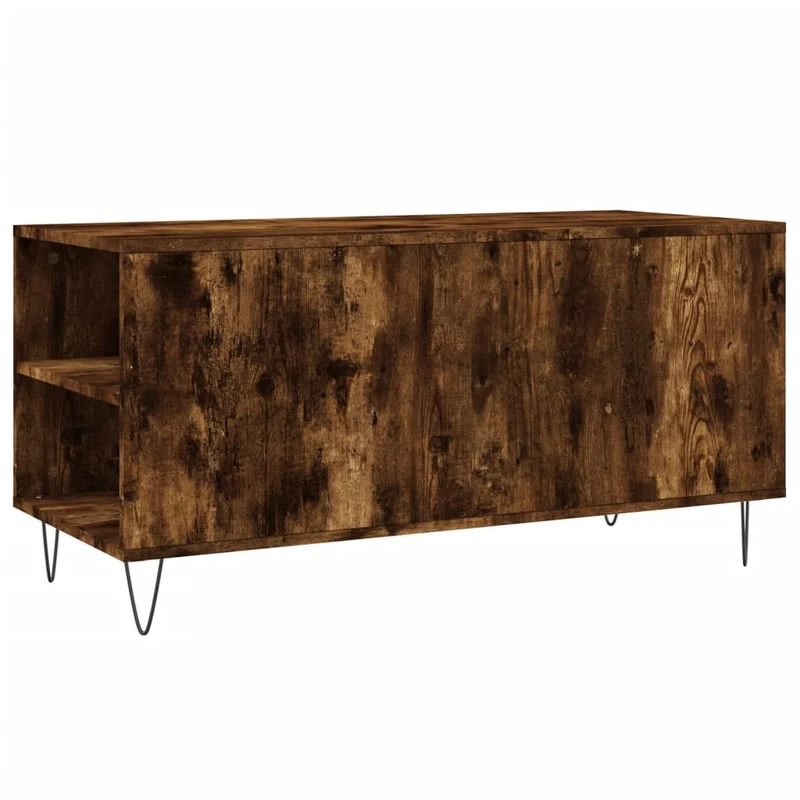 Table basse avec tiroir et étagères design rustique 102 x 44,5 x 50 cm bois d'ingénierie marron et métal DEC038356
